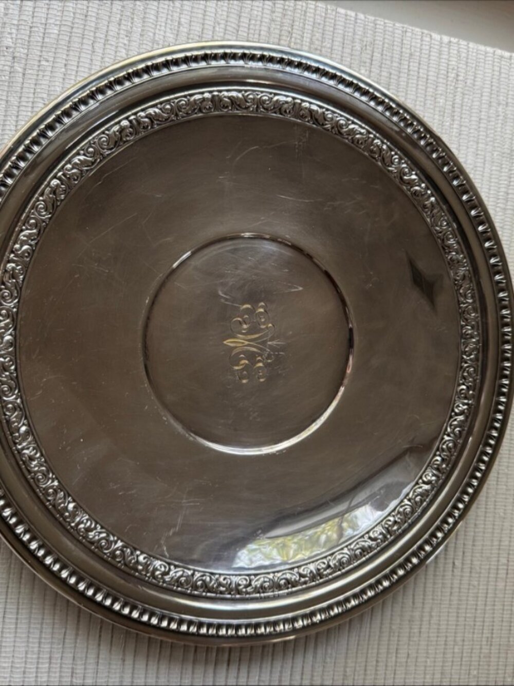 Reed & Barton Silverplate Charger Plate | Engraved Monogram